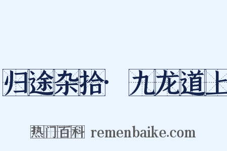 归途杂拾·九龙道上是什么意思的图片